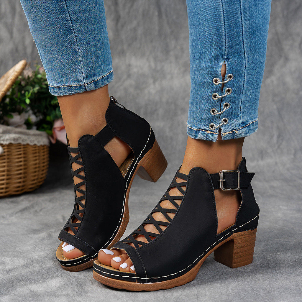 Women's Chunky Heel Sandals – Open Toe Block Heel Sandals for Women | Sizes 6–12