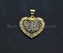 Load image into Gallery viewer, CZ Micro Pave Filigree Heart Shape Pendant, Gold Plated Yoga Sign, Necklace Bracelet Charm Pendant, 18x17mm,sku#F1234