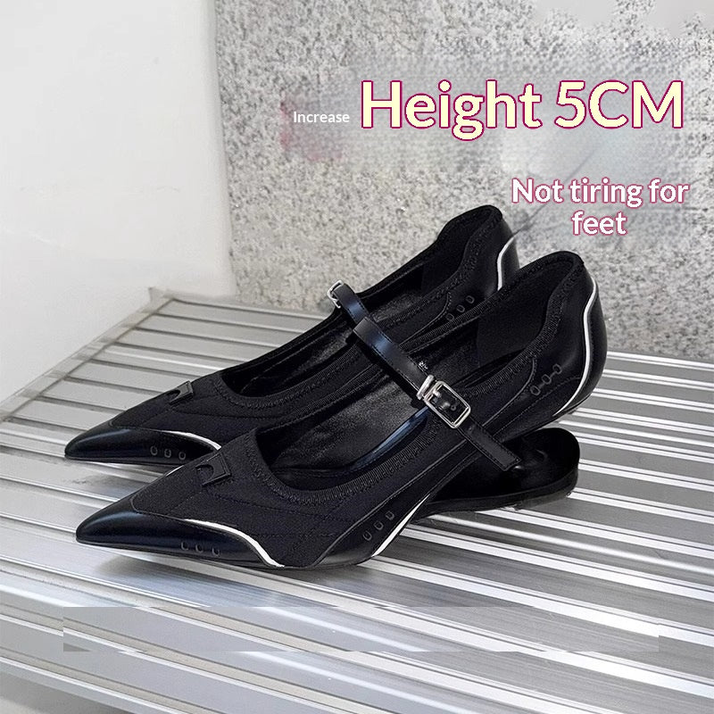 Women's French-Style Pointed-Toe Buckle Heels – Chunky Stiletto Pumps in White & Black