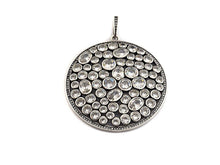 Load image into Gallery viewer, Anitique Finish CZ Micro Pave Large Round Pendant, Antique Silver Tone, Cubic Zirconia Big Pave Pendant, 49x53mm,sku#F979