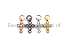 Load image into Gallery viewer, CZ Clear Micro Pave Cross Charm, CZ Pave Pendant, Gold/Rose Gold/Silver/Gunmetal plated, 6x11mm, Sku#F796