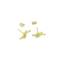 Load image into Gallery viewer, Silver Gold Knot Stud Earrings, Sku#A427