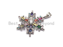 Load image into Gallery viewer, Large Colorful CZ Micro Pave Snowflake Pendant/Charm, Cubic Zirconia Pave Pendant, 29x35mm,sku#F856