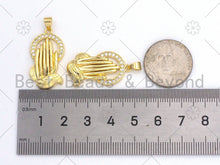 Load image into Gallery viewer, CZ Micro Pave Hand With Round Ring Shape Pendant/Charm,18K Gold Filled Hand Charm, Necklace Bracelet Charm Pendant,15x28mm,Sku#LK376