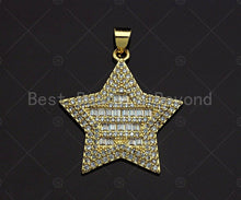Load image into Gallery viewer, 18K Gold Five Point Star Shape Pendant, Star Charm, Star Pave Pendant, Gold plated, 26mm, Sku#LK58
