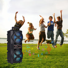 Load image into Gallery viewer, Portable Bluetooth Speaker with Subwoofer Bass, Dual 6.5" LED Woofers and Microphone