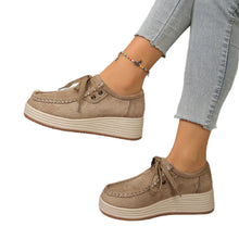 Load image into Gallery viewer, Women's Lace-Up Chunky Sole Pumps - Mid Heel Round Toe Casual Dress Shoes