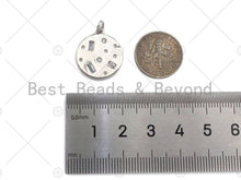 Load image into Gallery viewer, Baguette CZ Micro Pave Round Coin Shape Pendant/Charm, Sku#L450