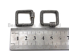 Load image into Gallery viewer, Fully Clear Cz Micro pave Square Shape Clasp, CZ Pave Square Clasp, Antique Silver Carabiner Clasp, 23mm, sku#H181