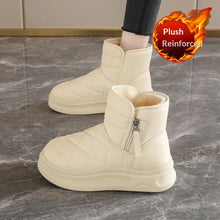 Load image into Gallery viewer, Women's Fleece-Lined Snow Boots | Warm Winter Boots with Side Zipper | Khaki Beige Black