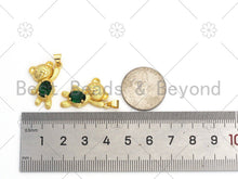 Load image into Gallery viewer, Big Green CZ Micro Pave Cute Bear Shape Pendant, 18K Gold Filled Bear Charm,Big CZ Pave Pendant,Necklace Bracelet Pendant,16x24mm, Sku#LK371