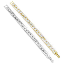 Load image into Gallery viewer, Gold Silver three Rows Diamond Bracelet, Sku#A135
