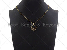 Load image into Gallery viewer, 18k Gold Multi Star On Round Ring Charms, Gold Ring Charms, Star Pendant, Gold Pendant, Round Necklace Charms, 22x24mm, Sku#LK145