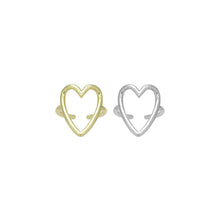 Load image into Gallery viewer, Plain Gold Silver Frame Heart Adjustable Ring, Sku#A378
