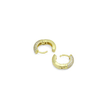 Load image into Gallery viewer, Gold Silver CZ Donut Hoop Earrings, Sku#A473
