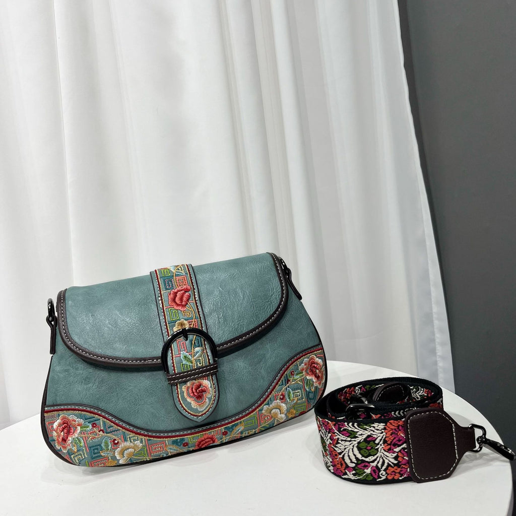 Retro Chinese Embroidered Crossbody Bag for Women - Handcrafted Ethnic Style Shoulder Bag