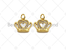 Load image into Gallery viewer, 18K Gold Micro CZ Pave Dainty Crown Pendant, Gold Crown Charm,  Crown Beads, Jewelry Findings, 9x12mm, sku#LK37