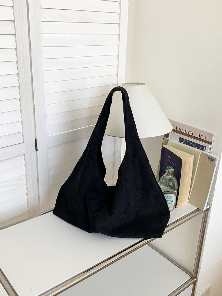 Women's Retro Suede Velvet Dumpling Shoulder Bag | Patchwork Crossbody Handbag
