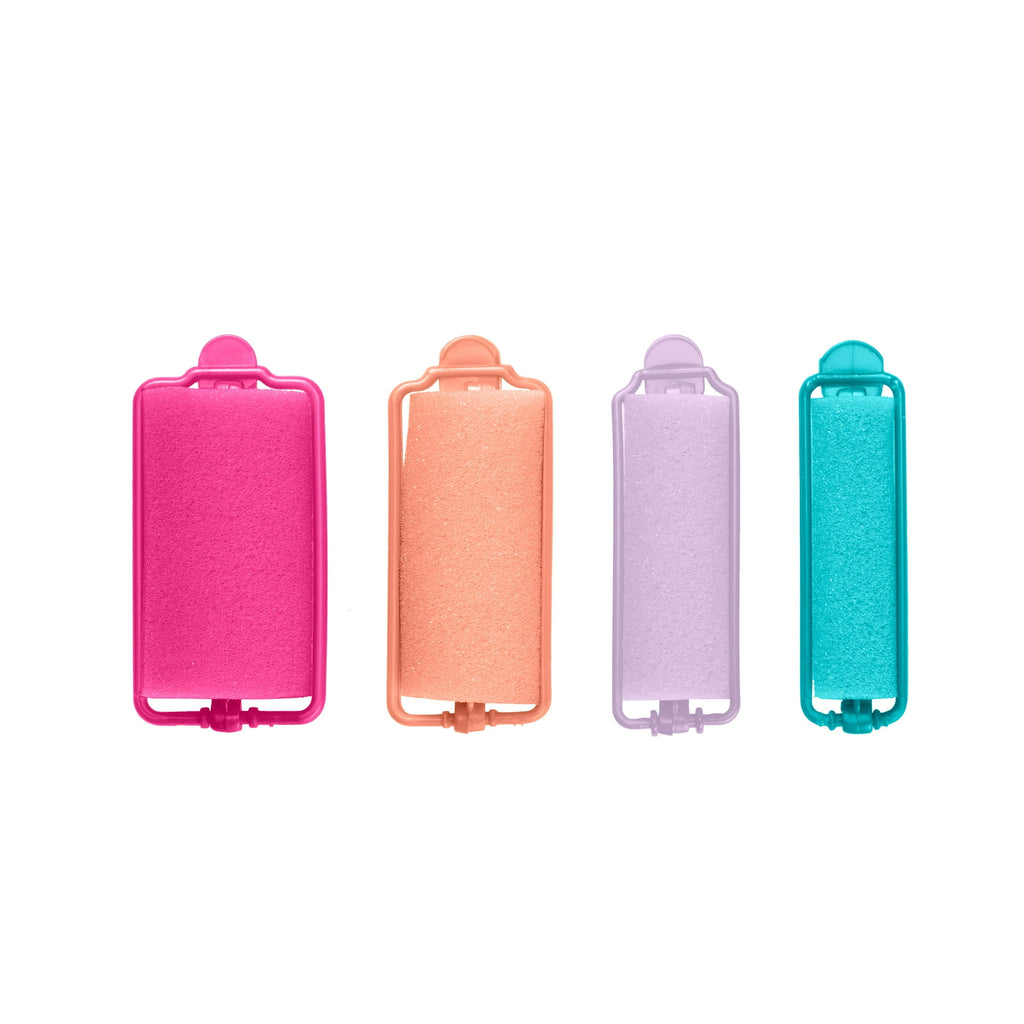 Conair Foam Self-Fastening Rollers, Assorted Sizes, Zipper Case, Neon Colors, 48 Count