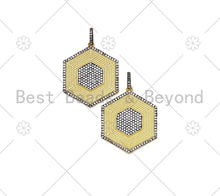 Load image into Gallery viewer, CZ Micro Pave Hexagon Shape Pendant, 18K Gold Filled Cubic Zirconia Hexagon Charm, Necklace Bracelet Charm Pendant,27x33mm, Sku#L620