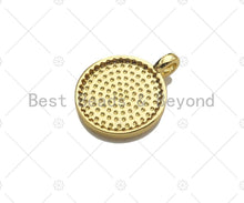 Load image into Gallery viewer, CZ Micro Pave Rose Flower On Coin Shape Pendant/Charm,18K Dianty Gold Medallion Charm, Necklace Bracelet Charm Pendant,15x19mm, Sku#LK251