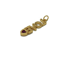 Load image into Gallery viewer, Gold Fichsia Heart CZ Love words Charm, Sku#F1498