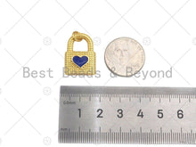Load image into Gallery viewer, Colorful Enamel Heart On Lock Shape Pendant, Enamel Pendant Jewelry Findings,22x16mm,Sku#L559