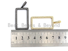Load image into Gallery viewer, CZ Micro Pave Hollow Out Rectangle Pendant, CZ Pave Pendant, Gold/Rose Gold/Silver/Gunmetal, 22x40mm, Sku#F789