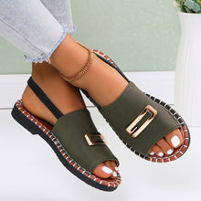 Load image into Gallery viewer, Women's Comfortable Fabric Strap Flat Sandals with Elastic Band - Round Toe Casual Shoes
