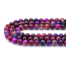 Load image into Gallery viewer, 14mm Purple Blue Red Banded Agate Round Beads, Sku#U1793