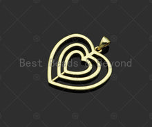 Load image into Gallery viewer, Gold Filled CZ Micro Pave Triple Heart Frame Shape Pendant, 18K Gold Filled Heart Charm, Necklace Bracelet Charm Pendant,25x26mm,Sku#LD90