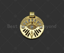 Load image into Gallery viewer, CZ Micro Pave Evil Eye Hollow Out Round Coin Shape Pendant/Charm,Sku#L493