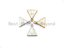 Load image into Gallery viewer, 100% Natural White Color Shell Triangle Charm in Gold/Silver, White Shell Pearl Charm/Pendant, Shell Beads, 11x12mm,SKU#Z307