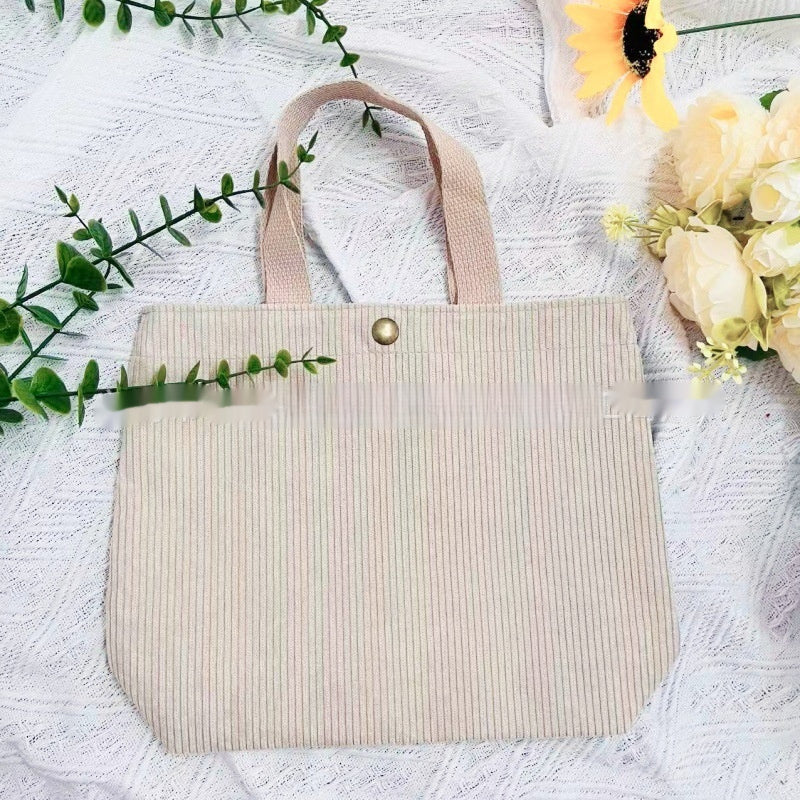 Women's Canvas Tote Bag - Minimalist Double-Sided Print Shoulder Bag with Embroidered Logo
