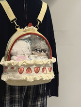Load image into Gallery viewer, Strawberry Cream Cake Plush Backpack – Cute Kawaii Suede Bag for Women