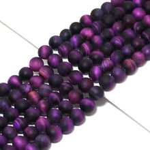 Load image into Gallery viewer, High Quality Purple Tiger Eye Matt Round Smooth Beads, 8mm/10mm/12mm, Sku#UA303