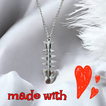 Load image into Gallery viewer, Vintage Fish Bone Necklace Silver Skeleton Pendant Quirky Jewelry