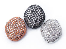 Load image into Gallery viewer, 18x16x7mm CZ Fully Micro Pave Flat Oval Diamond Shape Spacer Beads, Cubic Zirconia Marquise Shape Space Beads, Rose Gold Pave Beads, sku#N29