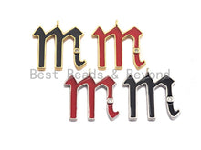 Load image into Gallery viewer, Enamel pave alphabet letter, Alphabet Charms, Initial Alphabet Letters, Custom Naming Pendants, Initial Letter m Pendant, 21x23mm,sku#B122