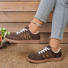 Load image into Gallery viewer, Women's Leopard Print Lace-Up Casual Shoes - Round Toe Color Block Sneakers