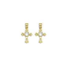 Load image into Gallery viewer, Gold Clear CZ Cross Charm, Sku#LX278
