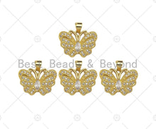 Load image into Gallery viewer, CZ Micro Pave Butterfly Shape Pendant,Cubic Zirconia Charm, Necklace Bracelet Charm Pendant, 21x15mm, Sku#JL28