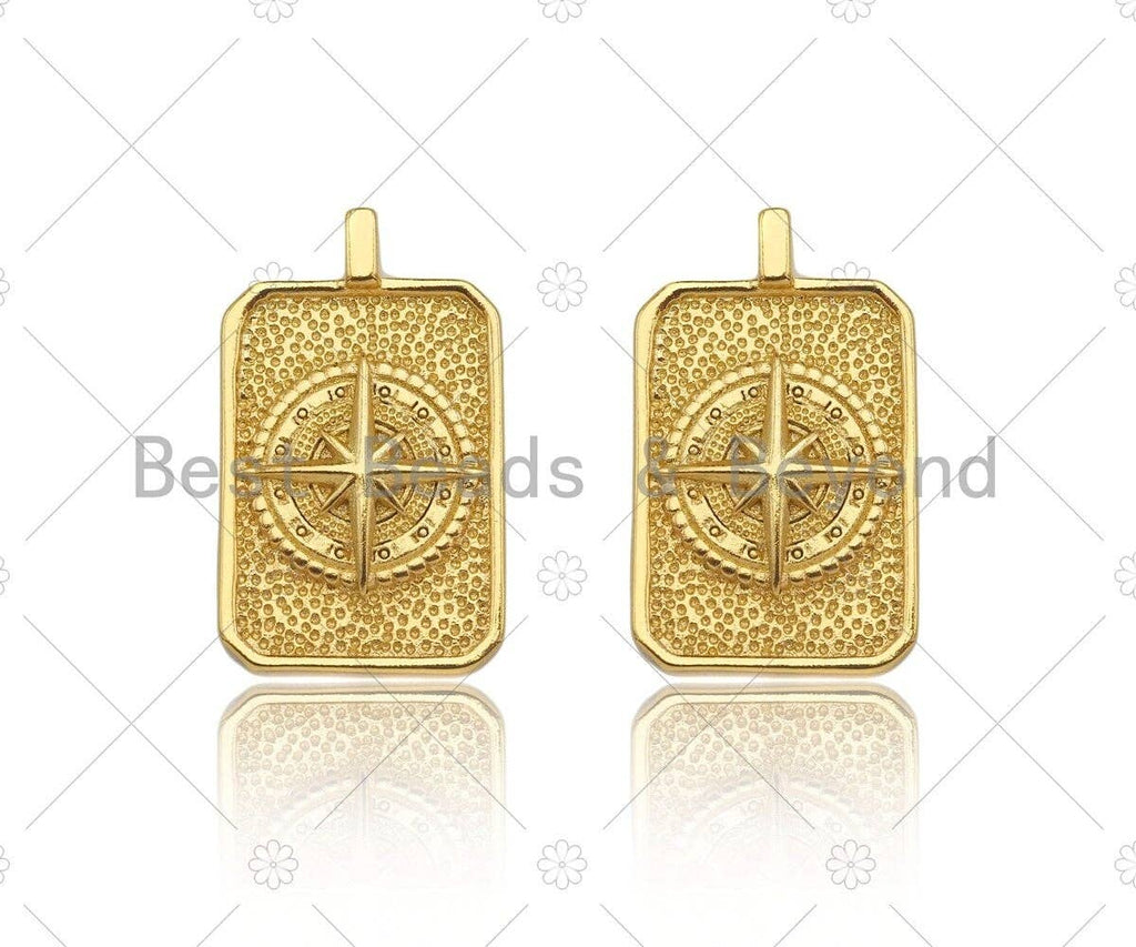 18k Dainty Gold North Star On Rectangle Shape Pendant,Gold Medallion Charm,Necklace Bracelet Charm Pendant,16x26mm,Sku#LK289