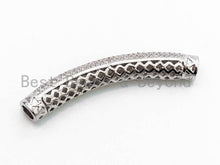 Load image into Gallery viewer, CZ Micro Pave  Half Full Long Curve Tube for Bracelet/Necklace, Cubic Zirconia Separator Tube, 44x6mm Tube Beads, sku#C60