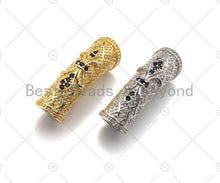 Load image into Gallery viewer, CZ Micro Pave Flower Curved Tube Beads, Men's Jewelry Findings, sku#G402B/ML23