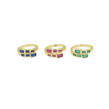 Load image into Gallery viewer, Blue Fuchsia Green  Rectangle CZ Wrap Adjustable Ring, Sku#L718