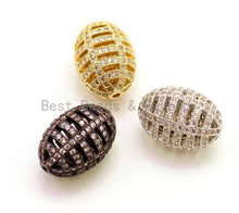Load image into Gallery viewer, CZ Micro Pave Oval Cage Spacer Beads with Clear Crystal for Bracelet/Necklace, Cubic Zirconia Bracelet Charms, 17x11mm,sku#G54