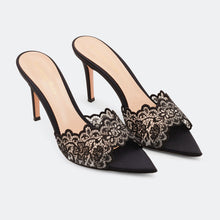 Load image into Gallery viewer, Pointed-Toe Stiletto Heel Lace Mules