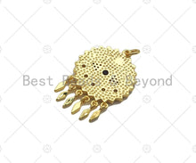 Load image into Gallery viewer, CZ Micro Pave Evil Eye with Dainty Triangle On Round Coin Shape Pendan,18K Gold Medallion Charm, Necklace Bracelet Charm, 30x20mm,Sku#L563