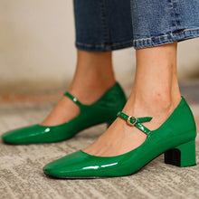 Load image into Gallery viewer, Women's Mid-Heel Square-Toe Pumps | Plus-Size Buckle Mule Shoes